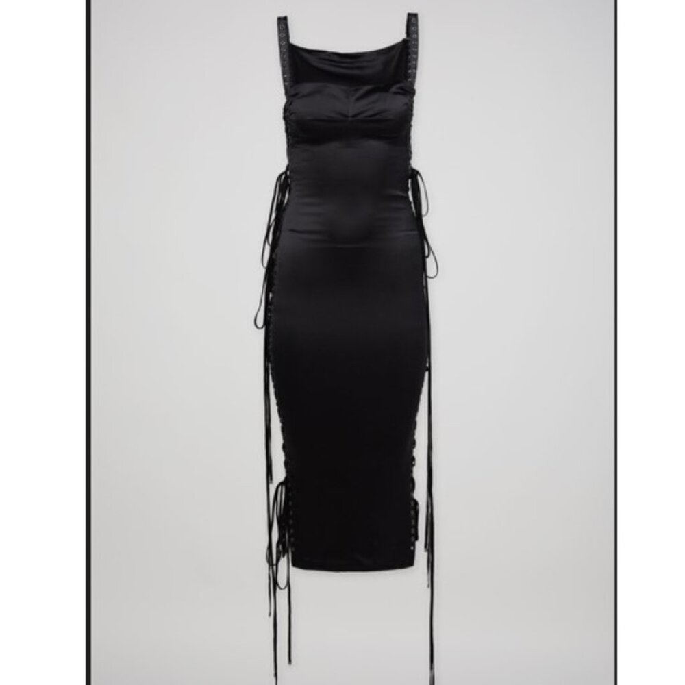 Dolce & Gabbana S/S 2003 Dress Y2K Vintage Black Corset Cut-Out Gisele Bundchen